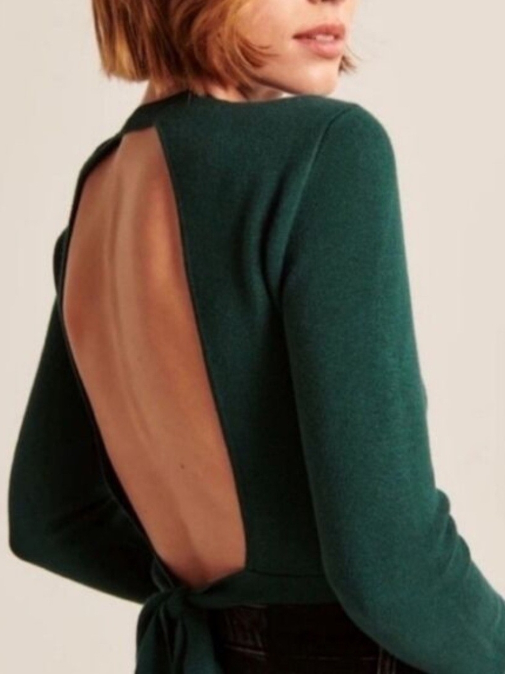 Abercrombie & Fitch Open-Back Long Sleeve Crop Sweater